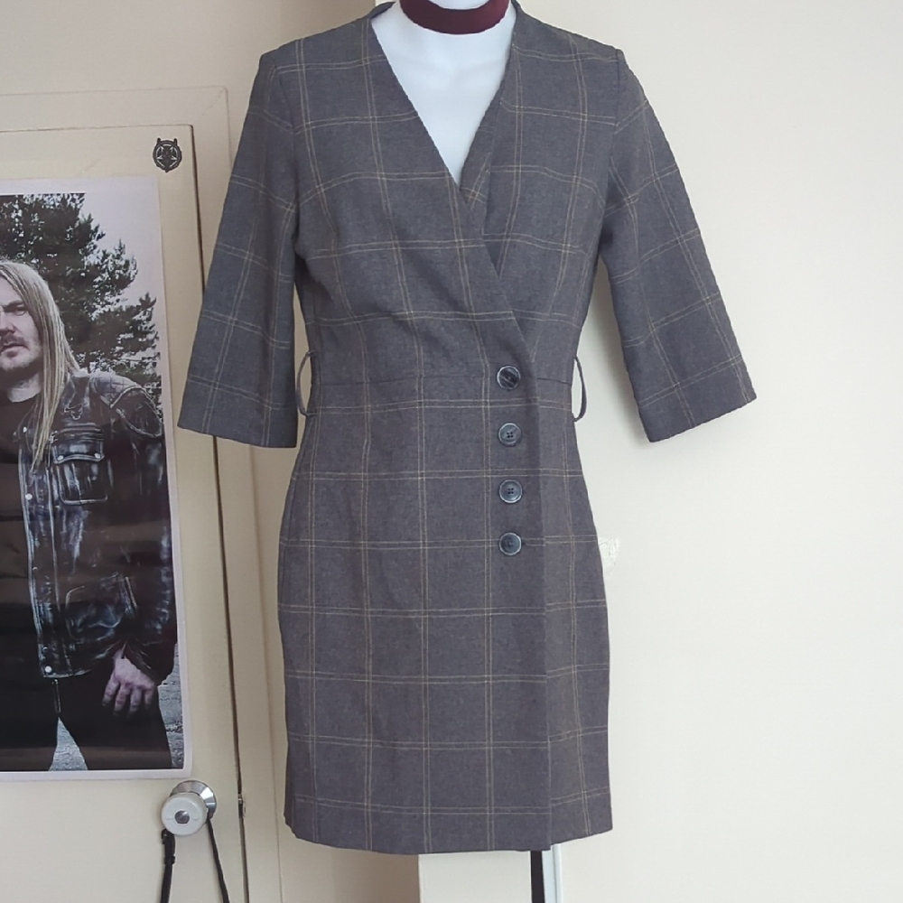 Mango Casual Gray Wrap Dress